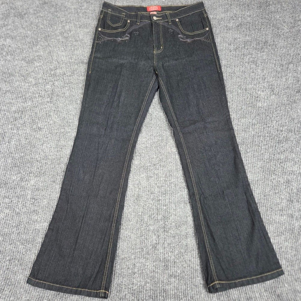 Cosjeans Womens Size 12 Dark Wash Rhinestone Embellished Flare Denim Jeans‎